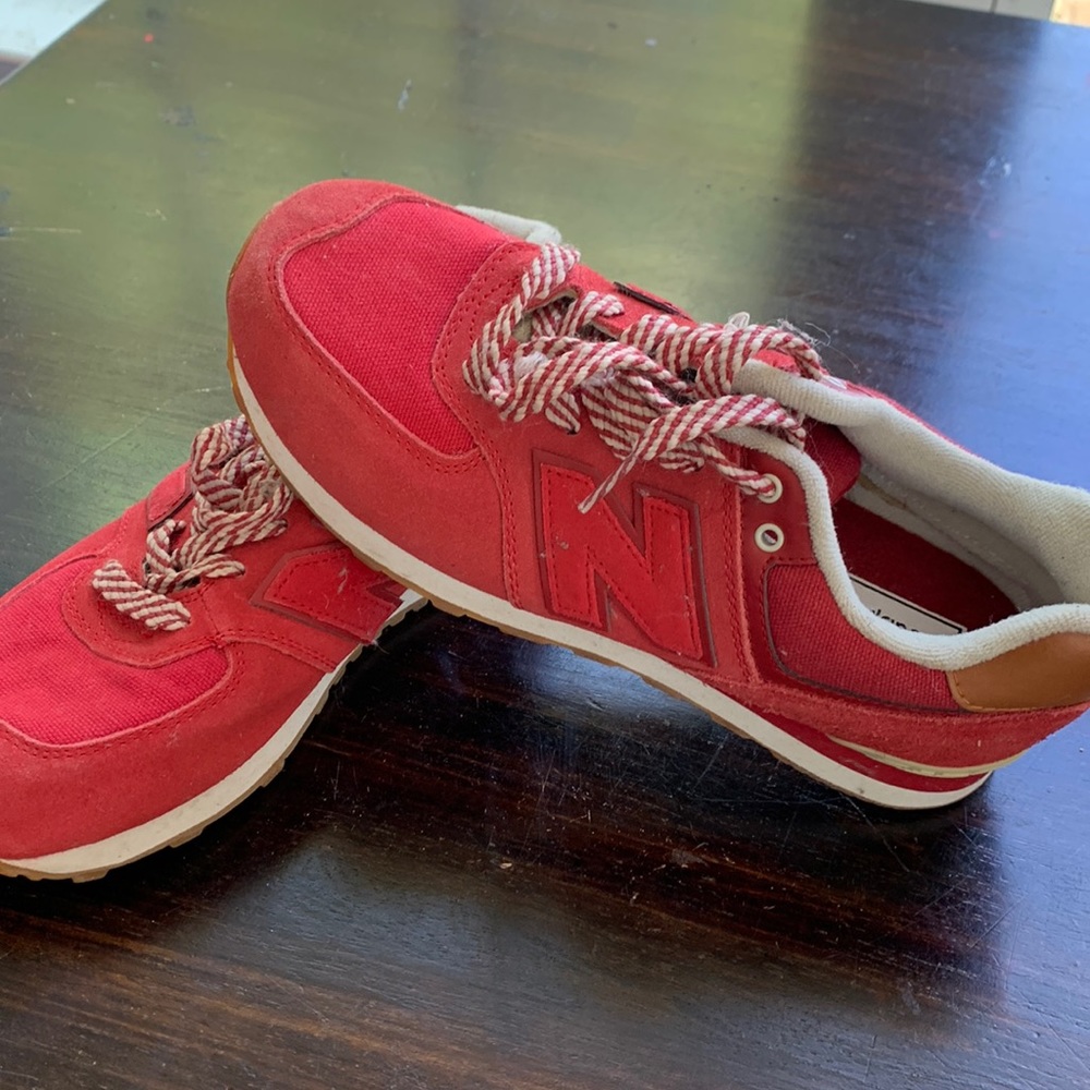 New Balance classics five seventy four. Red suede. Boys 4.5